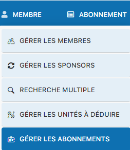 Menu MEMBRE