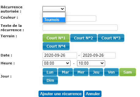 Sélection du type Tournois