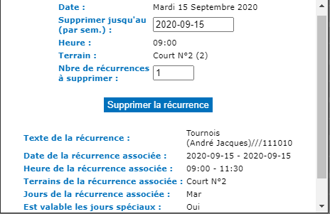 Détails de la réservation
