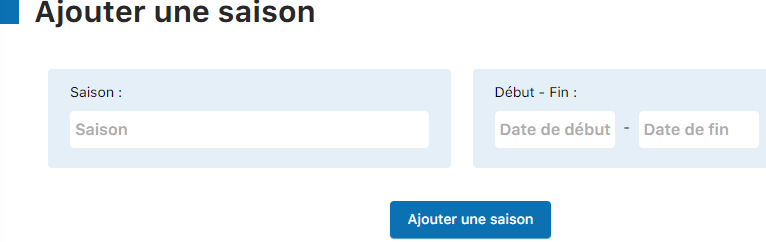 Formulaire création saison
