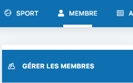 Menu Gérer les membres