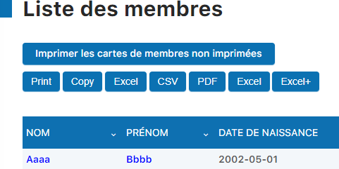 Bouton Imprimer les cartes