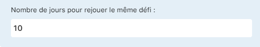 Paramètre : Minimum de jours entre défis