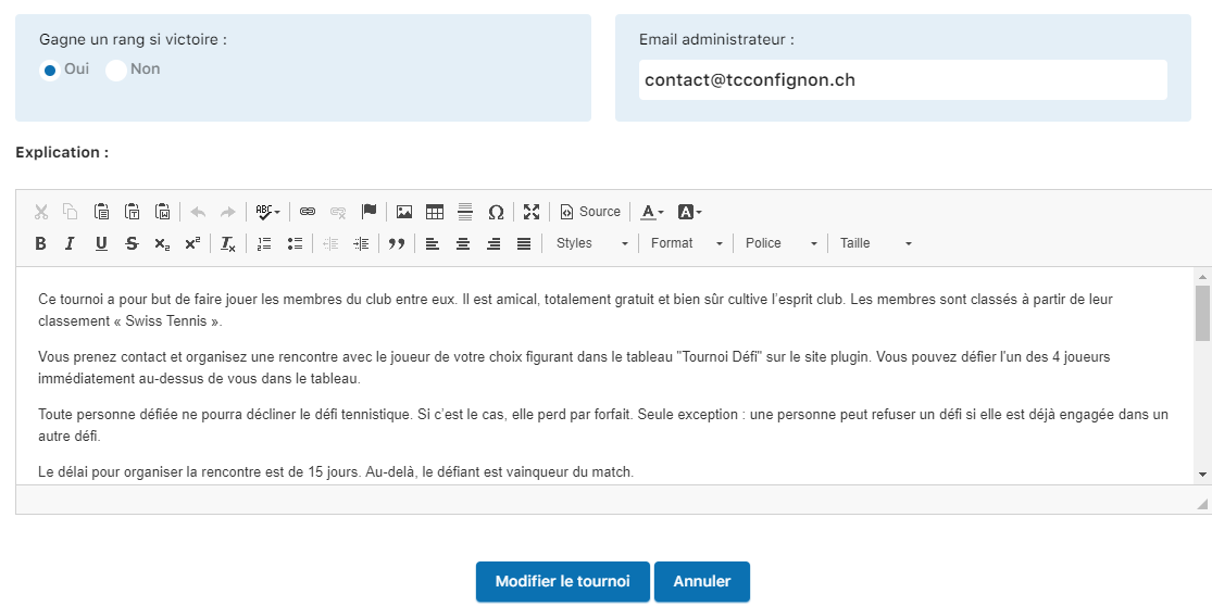 Exemple : Paramètres spécifiques Confignon