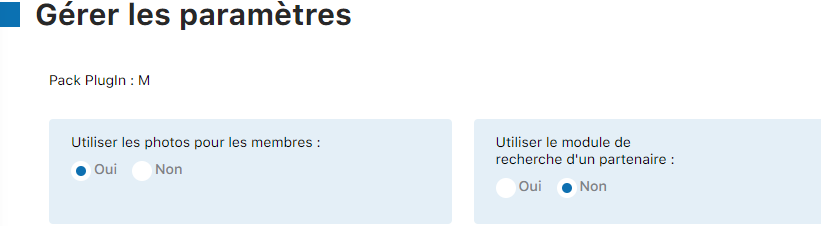 Paramètre de recherche de partenaire