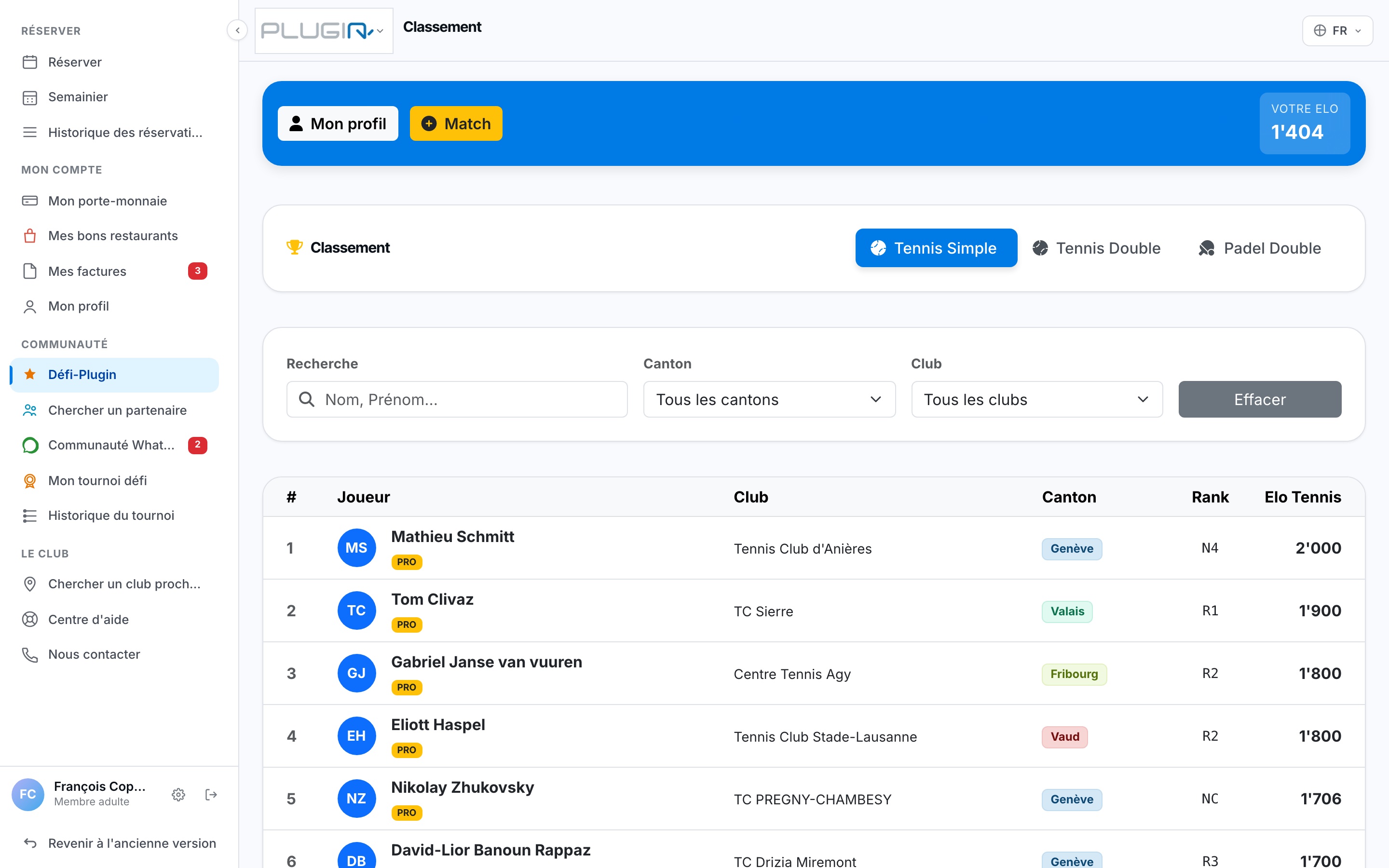 Le classement du Défi-Plugin